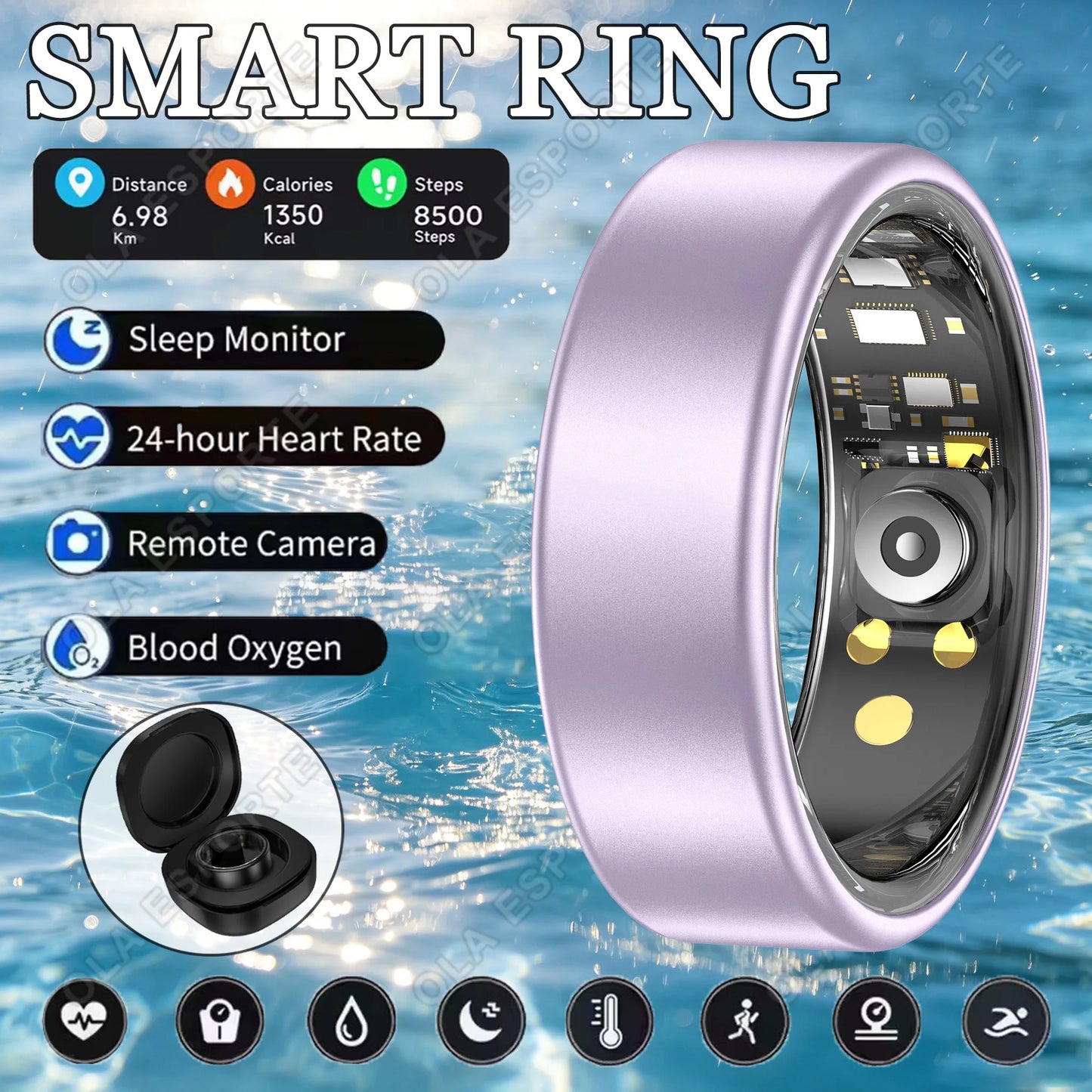 Smart Ring Blood Pressure Heart Rate Sleep Monitoring Smartring IP68 & 5ATM Waterproof Multi-sport Mode Smartring Man Women 2026 Peaceful Pleasures Health and Wellness Box Purple 14