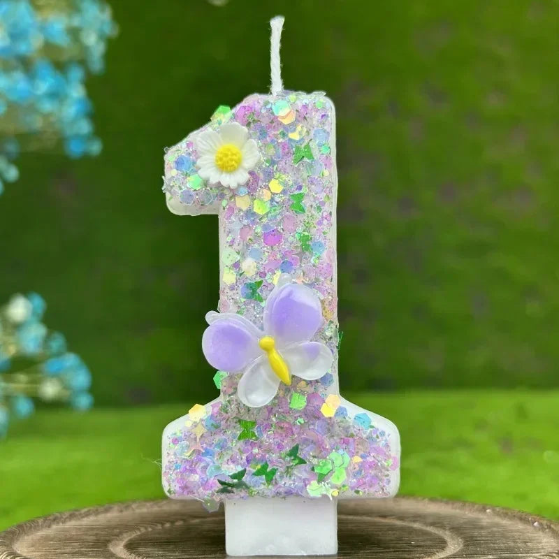 2025 Hot 0-9 Digits DIY Birthday Candles Butterfly Flowers Children's Birthday Girls Number Cake Decorations Candle Room Decor Peaceful Pleasures Health and Wellness 1
