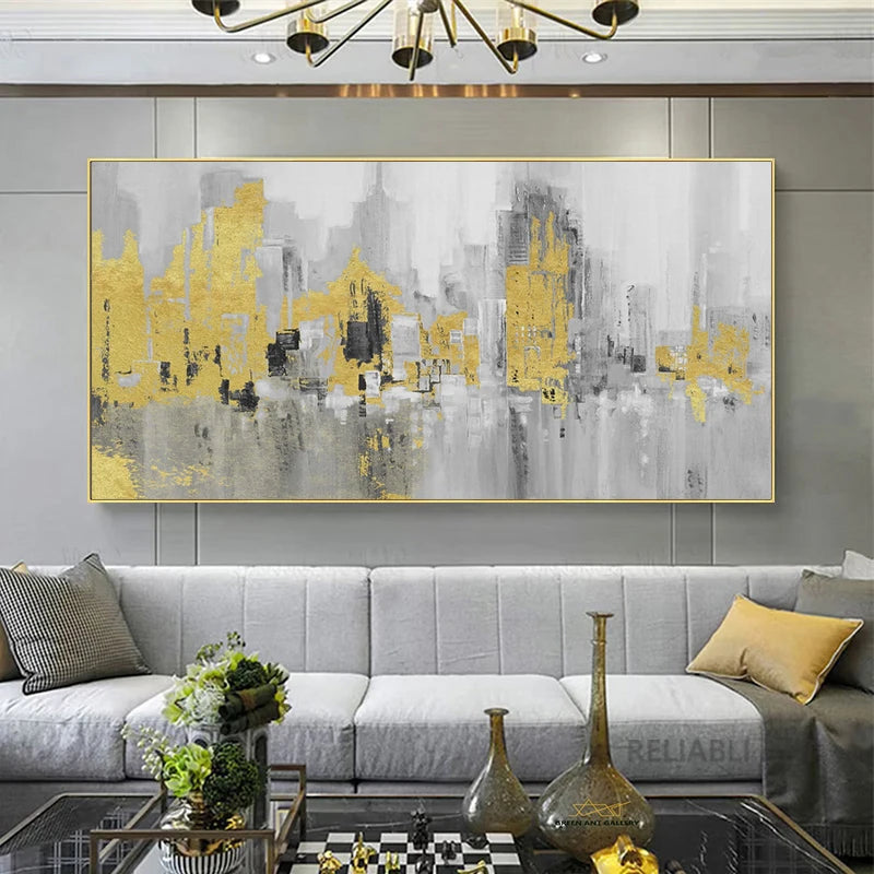 Wall Painting Abstract Golden Art Wall Pictures For Living Room Canvas Painting Home Decor Posters And Prints Vintage Cuadros Peaceful Pleasures Health and Wellness zl1 10 50x100cm