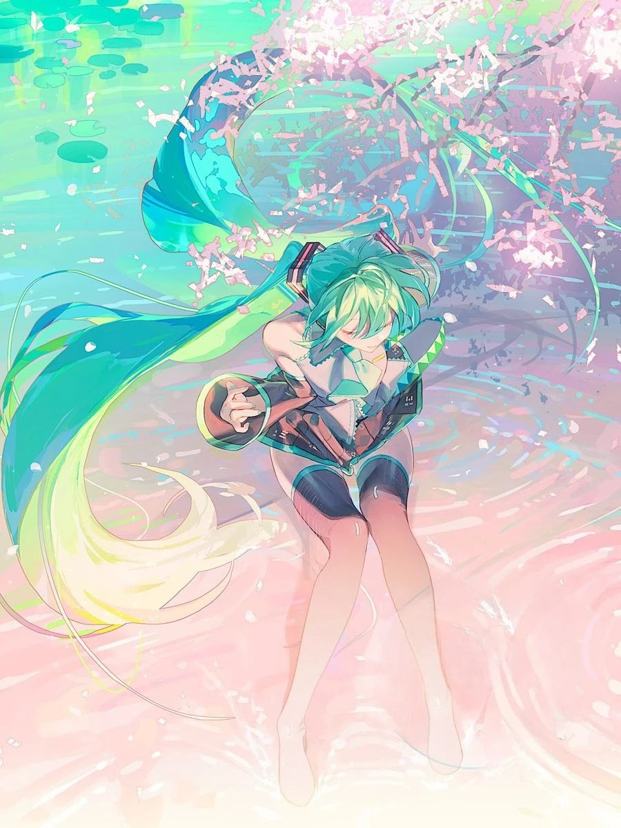 Amine H-Hatsunes-M-Miku Girls Poster Hatsune Miku art decoration Wall Art Sticker For Bar Living Room Decor Gift Peaceful Pleasures Health and Wellness 17-1PC 20x30cm