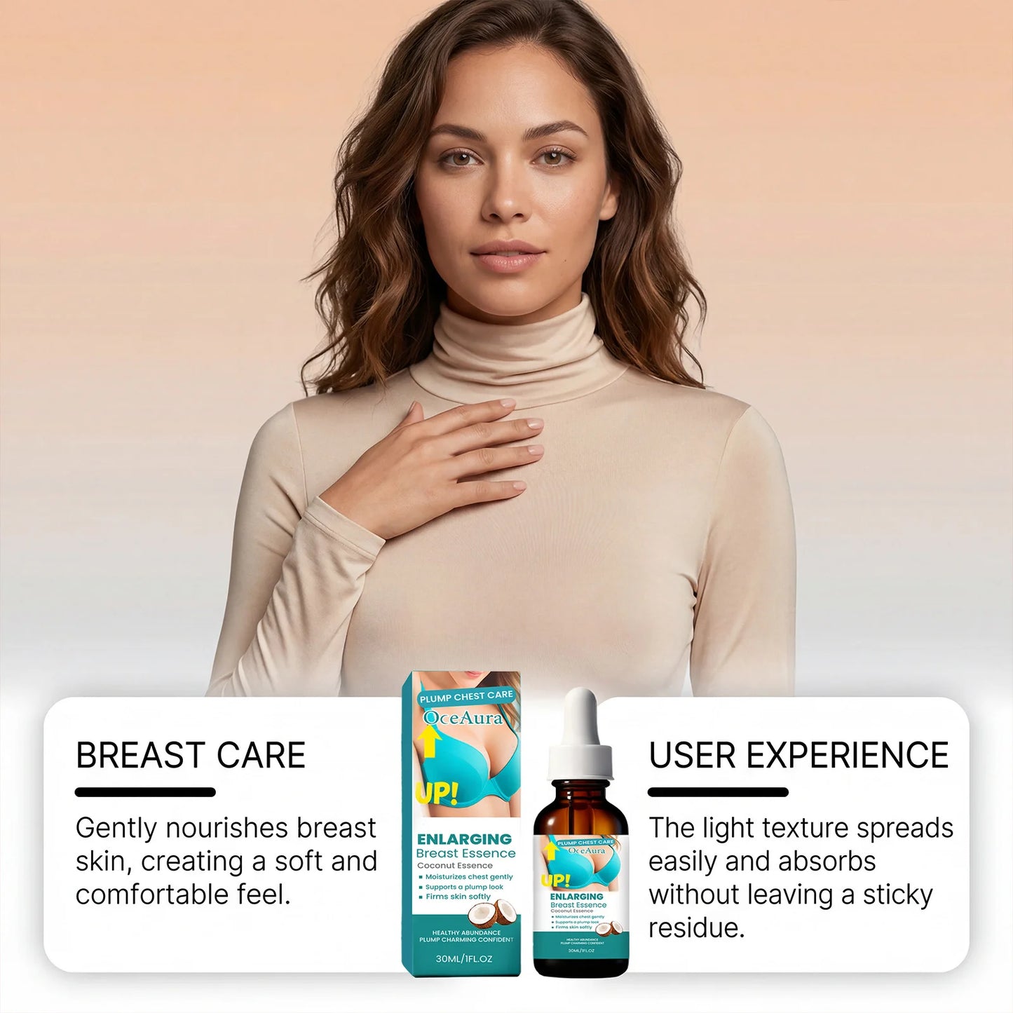Coconut Essence Breast Plumping Oil Chest Lifting Firming Boobs Bigger Nourishing Enhance Elasticity Breast Tighten Massage Oil Peaceful Pleasures Health and Wellness