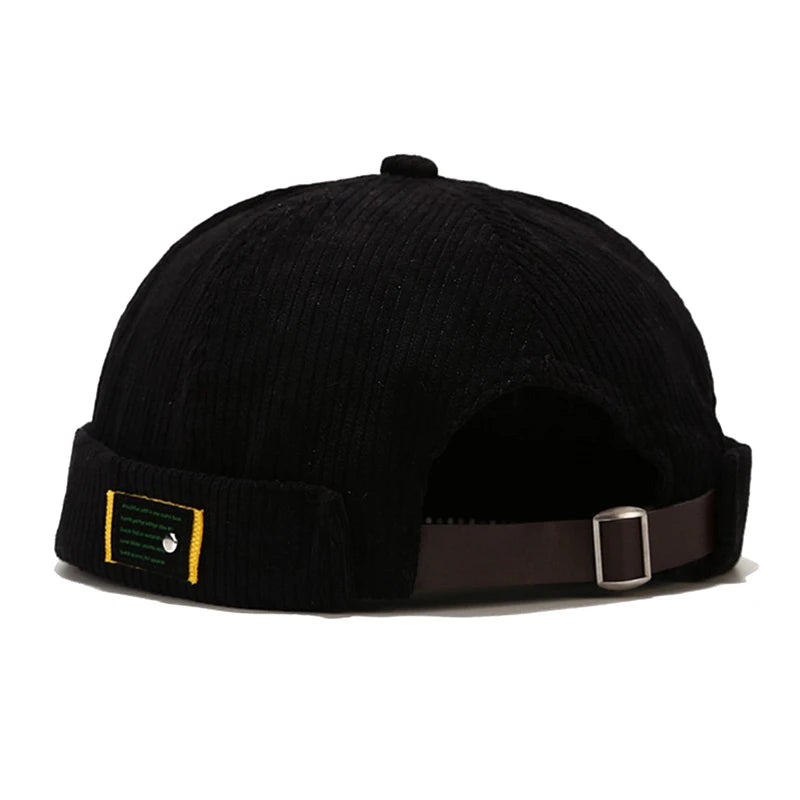 Men Women Retro Dome Melon Brimless Beanie Cap Unisex Skullcap Sailor Cotton Mechanic Trendy Color Elastic Panels Docker Hat Peaceful Pleasures Health and Wellness black