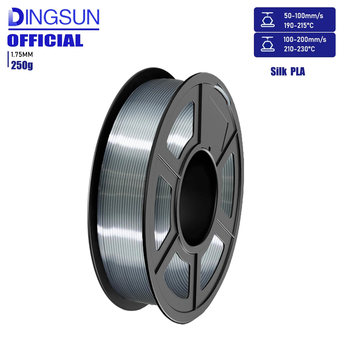 Silk PLA Filament 1.75mm | Metallic Shiny 3D Printer Filament 250g