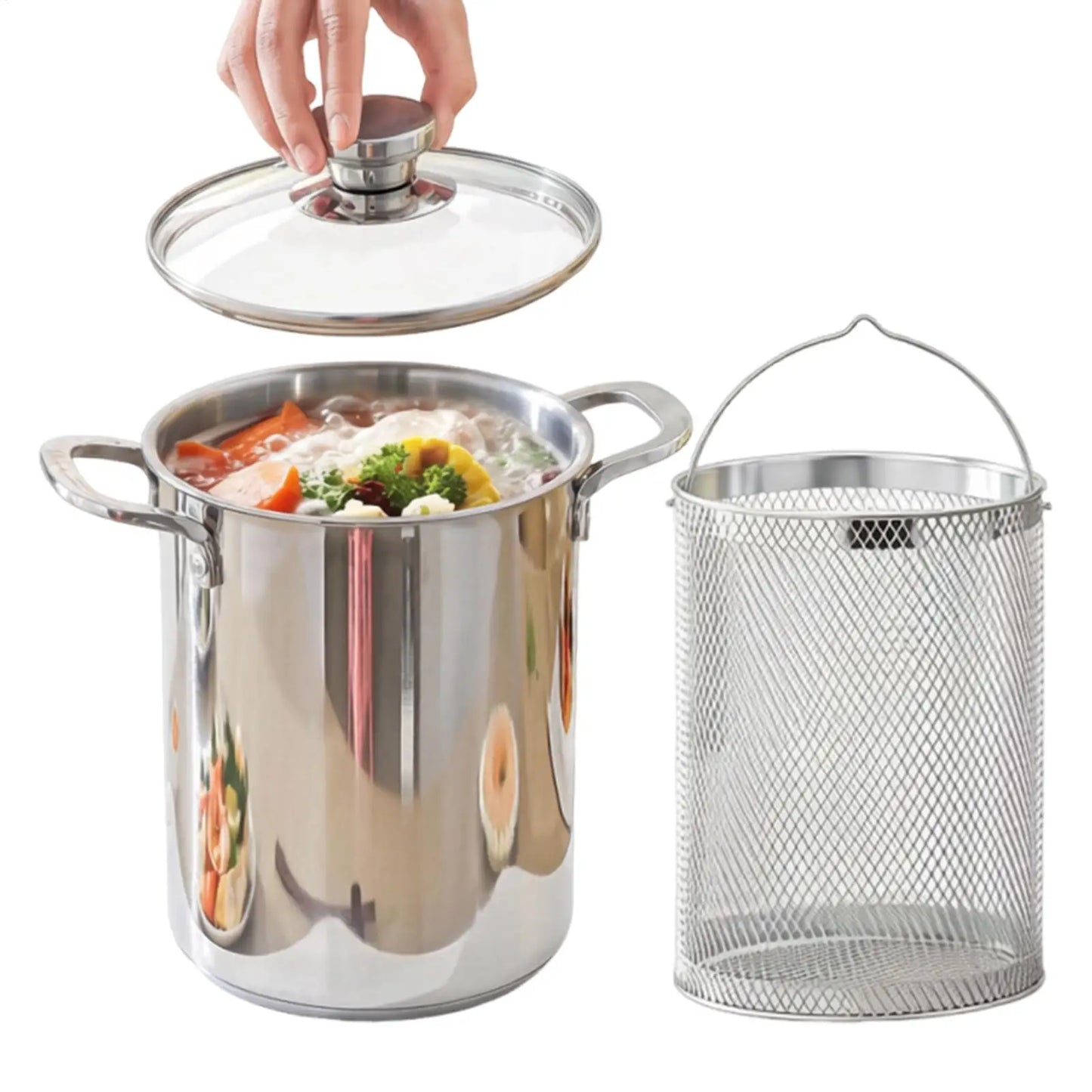 4L Stainless Steel Deep Frying Pot with Basket & Lid