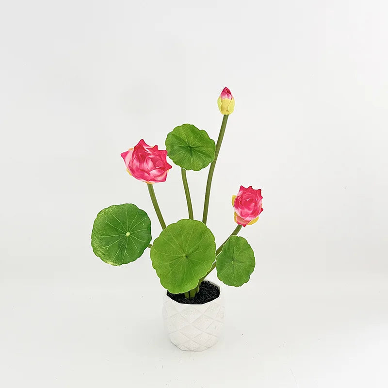 Mini Artificial Lotus Potted Plant | Home Decor & Photo Prop