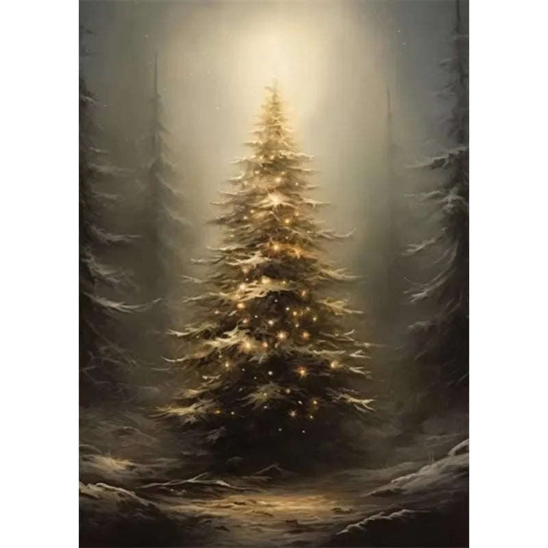 Christmas Collection Canvas Print Art Santa Christmas Tree Deer Poster Canvas Wall Art Picture Unique Home Decor Christmas Gifts Peaceful Pleasures Health and Wellness