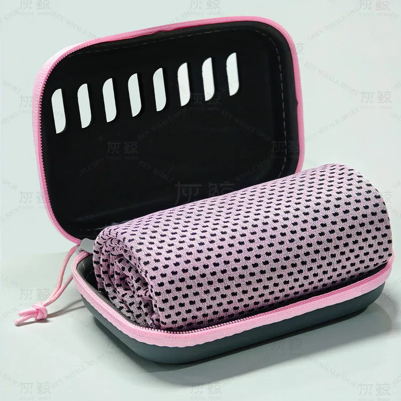 Camping Cooling Towels with EVA Case, Compact & Portable Travel Ice Towel Quick Dry Towels for Sports Gym, Hiking and Yoga Peaceful Pleasures Health and Wellness Pink