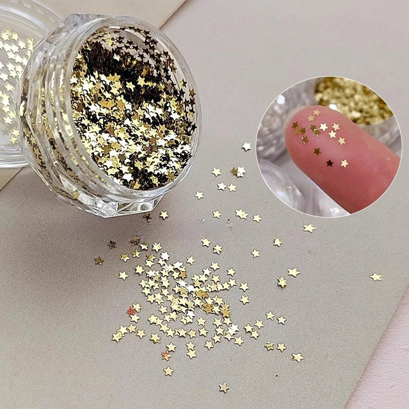 1mm Mini Sparkling Star Nail Glitter Sparkling Pentagram Nail Decoration Nail Salon Design Cute Accessories DIY Nail Art Design Peaceful Pleasures Health and Wellness