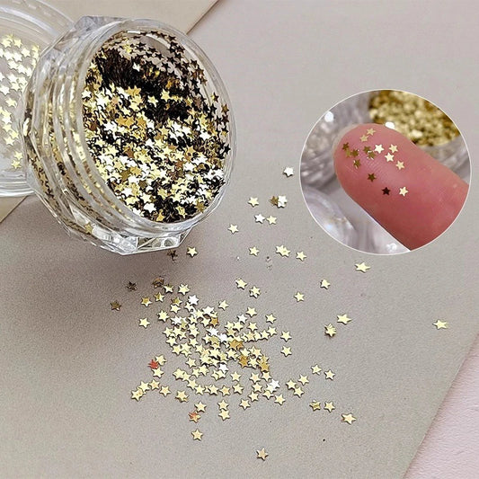 1mm Mini Sparkling Star Nail Glitter Sparkling Pentagram Nail Decoration Nail Salon Design Cute Accessories DIY Nail Art Design Peaceful Pleasures Health and Wellness