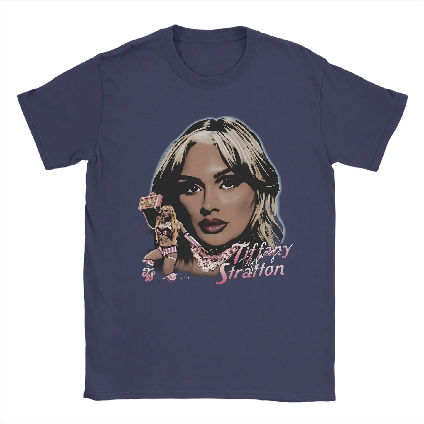 Tiffany Stratton T-Shirt Summer 100% Cotton T Shirts For Man Harajuku Casual Tee Shirt Short Sleeve Y2K Funny Top Tees Peaceful Pleasures Health and Wellness Navy Blue S