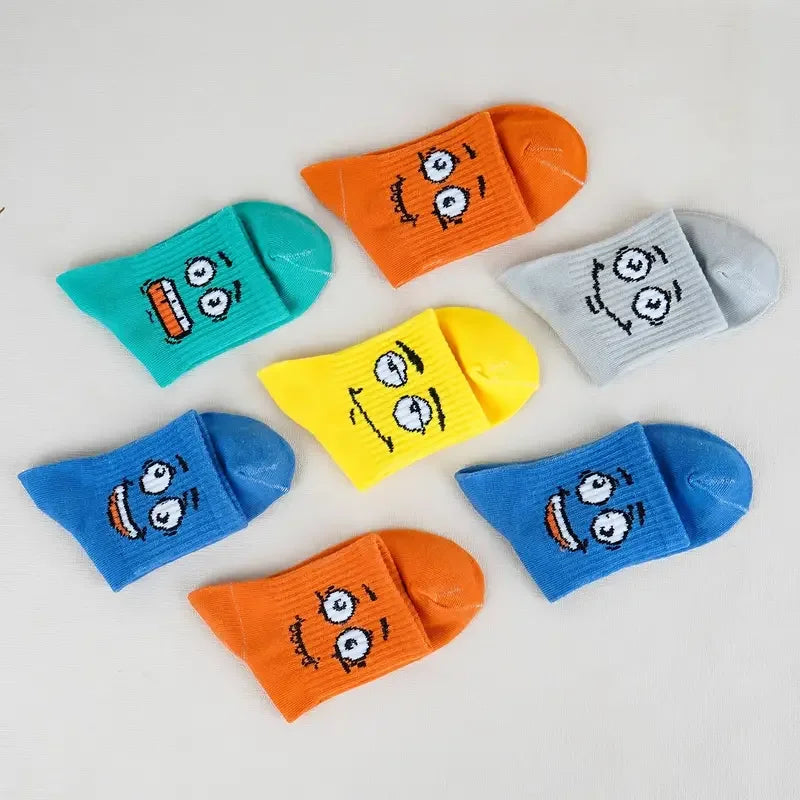 Kids' Colorful Emoticon Socks – 5 Pairs | Ages 1–12 Kids' Novelty Socks Peaceful Pleasures Health and Wellness