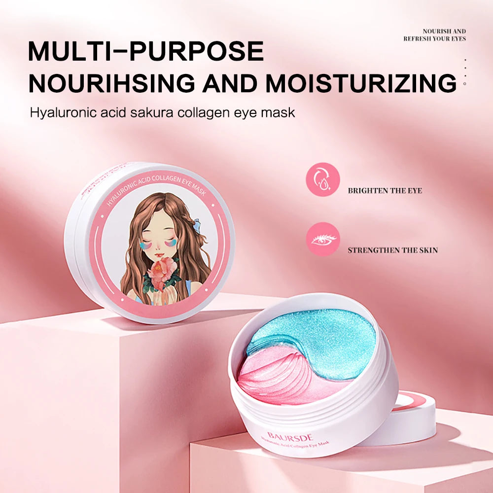 Cherry Blossom & Collagen Dual-Tone Eye Mask - Hydrating, Moisturizing & Nourishing Under Eye Patches 30pairs/Bottle Peaceful Pleasures Health and Wellness