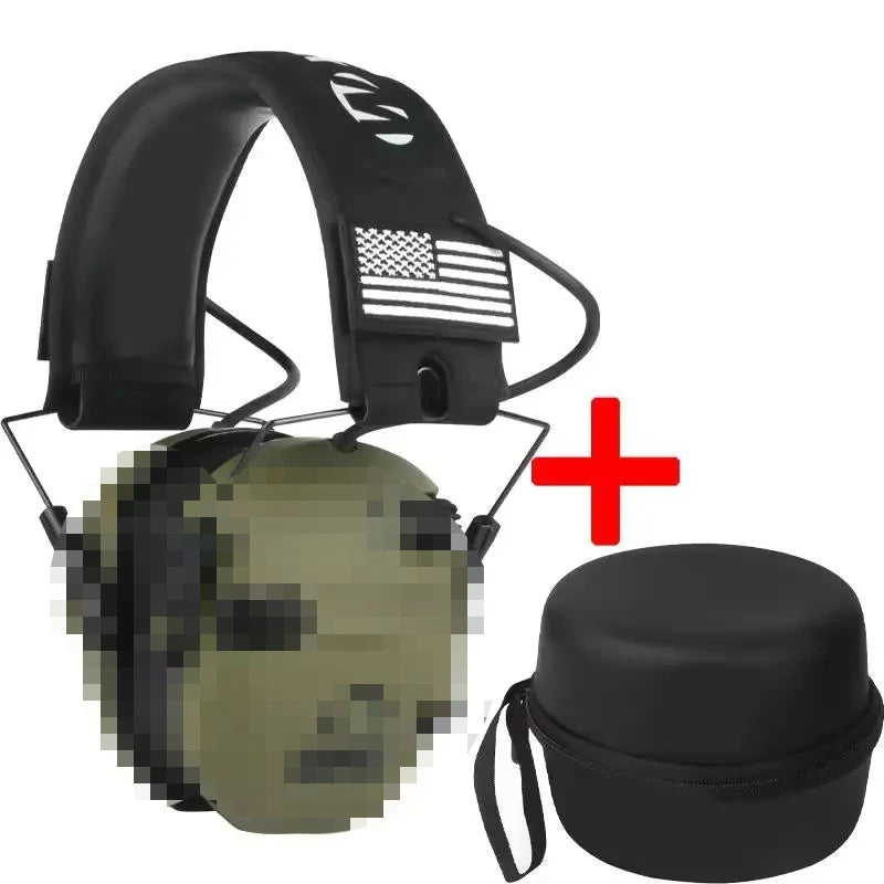 Electronic Shooting Earmuff reduce noise to protect hearing train tactical headphones to strengthen human voice Headset Foldable Peaceful Pleasures Health and Wellness Green With Case