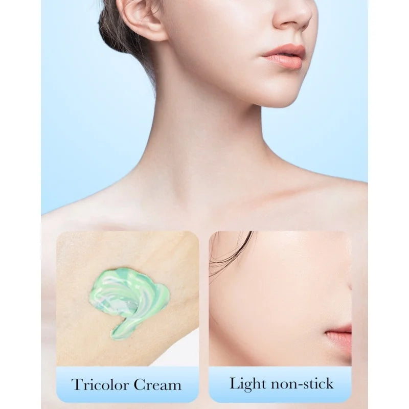 SADOER Three-Color Makeup Primer Cream Brighten Skin Tone and Moisturize Foundation Base Sunscreen SPF 50PA+++ Peaceful Pleasures Health and Wellness