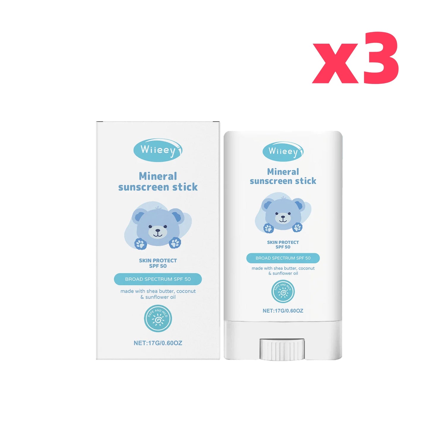 Children's Mild Sunscreen Stick Refreshing Not Irritating SPF 50+ Prevent UVA/UVB Sunburn Moisturize Children Nourish Sunscreen Peaceful Pleasures Health and Wellness 51g boxed