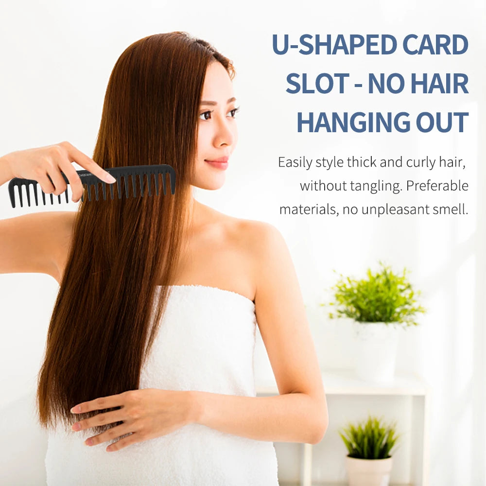 Salon-Grade Carbon Antistatic Comb Styling Tool For Zero-Frizz Straight & Curly Hair, Heat-Resistant, Lightweight, Gift Ready Peaceful Pleasures Health and Wellness