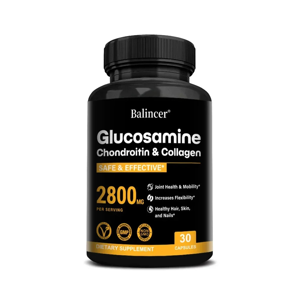 Glucosamine Chondroitin MSM Capsules, Joint Support Supplement, Support Cartilage Flexibility Bone Strength & Hair Skin Nail Peaceful Pleasures Health and Wellness 30 count-1 bottle