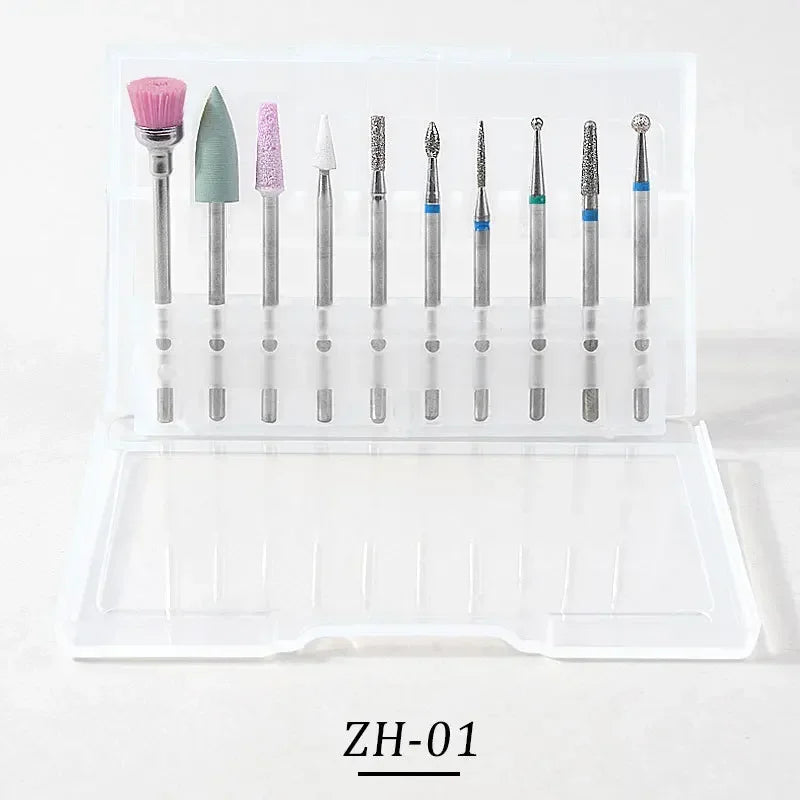 10Pcs Quality Diamond Milling Cutters for Manicure Electric Clean Foot Cuticle Nail Machine Nail Polishing Tool Peaceful Pleasures Health and Wellness ZH01