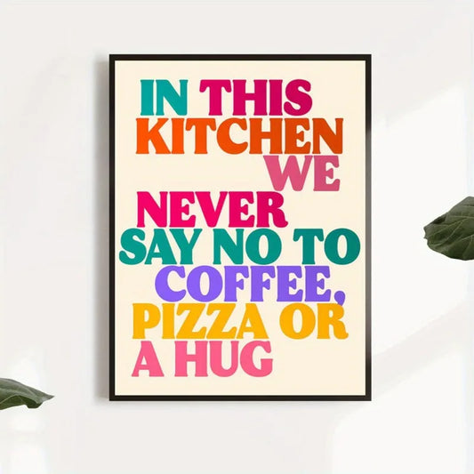 1pc "In This Kitchen" Canvas Poster Humorous Coffee Lover Quote,Unframed Wall Art Decor Vintage Style, Indoor Use, Kitchen Decor Peaceful Pleasures Health and Wellness