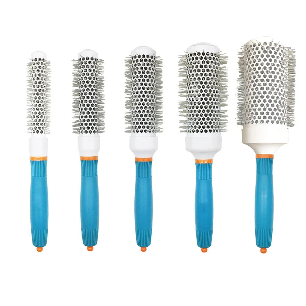 Professional Round Hair Brush & Comb Styling Set – Blue