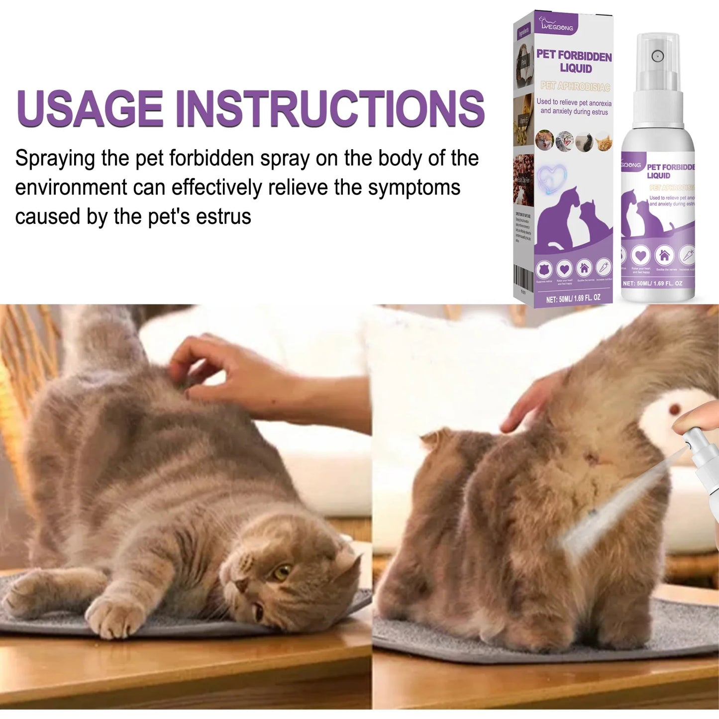 Pet Calming Pheromone Spray for Cats & Dogs – Anxiety Relief 50ml