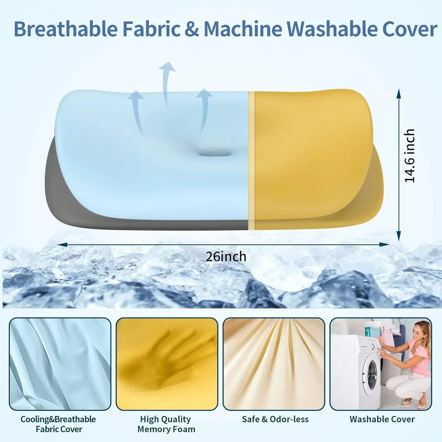 Ergonomic Memory Foam Cervical Pillow for Neck Support, Breathable Cover, Side Back Stomach Sleepers Peaceful Pleasures Health and Wellness