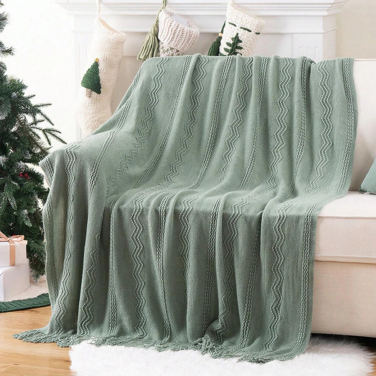 Battilo Olive Green Throw Blanket for Bed Couch Plaid Knitted Throws Cozy Lightweight Sofa Blanket for Spring Living Room Decor Peaceful Pleasures Health and Wellness
