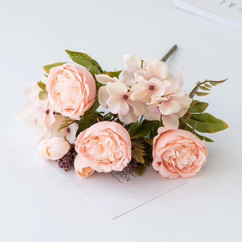 Silk Hydrangea Peony Artificial Flowers | Wedding & Home Decor