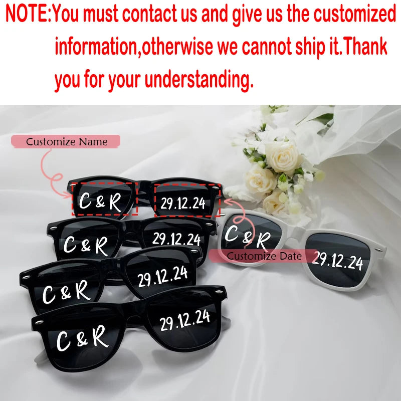 5-Pack Personalized Bridesmaid Sunglasses | Bachelorette Party Personalized Party Sunglasses Peaceful Pleasures Health and Wellness custom set 14.1x4.8cm