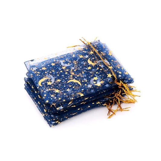 50pcs Star Moon Organza Drawstring Gift Bags – Jewelry Pouches Organza Gift Pouches Oasis Select