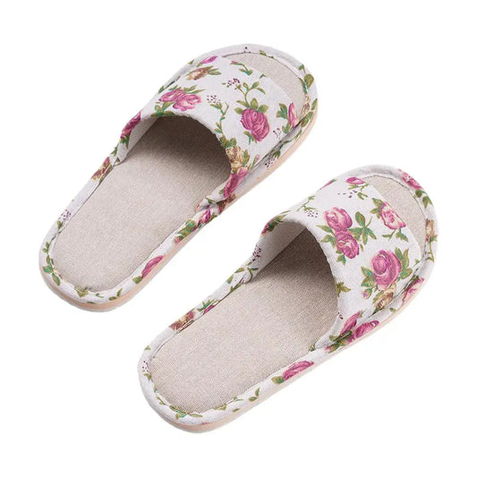 Women's Floral Indoor Slippers – Anti-Slip Flat Home Shoes Indoor Home Slippers Oasis Select rose 39-40