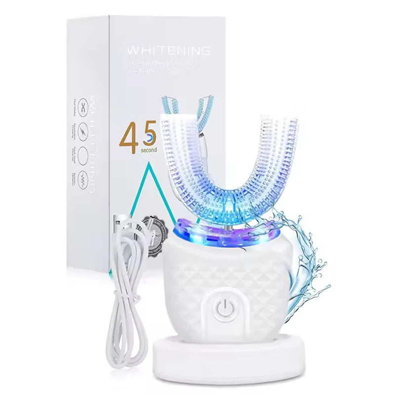 New Rechargeable Smart U-Shape Soft Ultrasonic Waterproof Wireless Toothbrush Set Travel Electric Toothbrush Peaceful Pleasures Health and Wellness