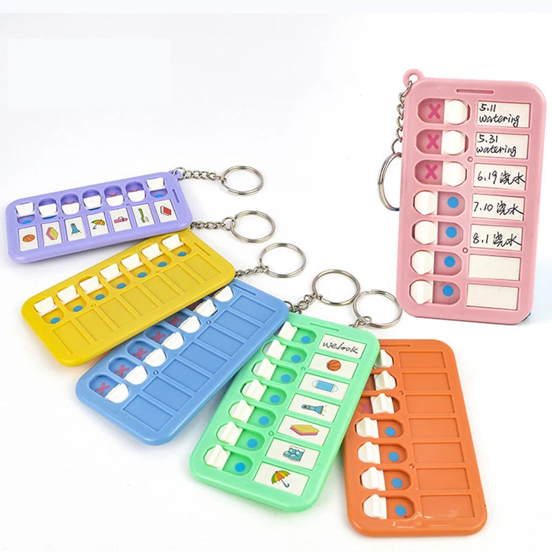 Kids Self-discipline Checklist Memo Board Portable Keychain Visual