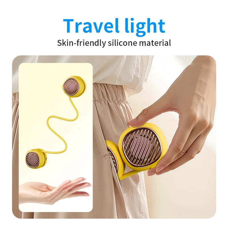 Lenovo USB-Charged Neck-Worn Fan 5 Speeds 360° Adjustable Lightweight Foldable Cooling Fan Rechargeable Silent Fan for Outdoor Peaceful Pleasures Health and Wellness