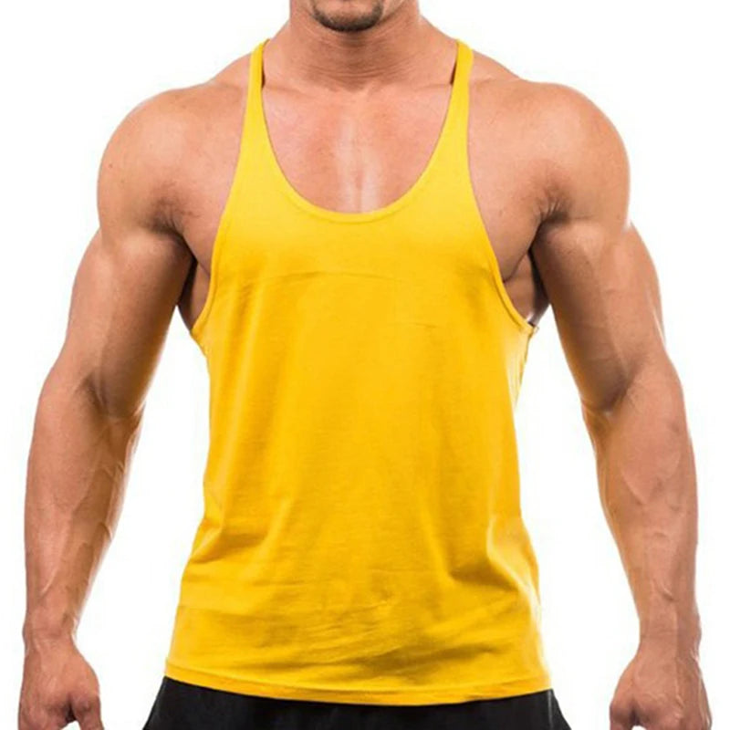 2023 New Bodybuilding Brand Jogger Gym Singlet Training Bodybuilding Tank Top Vest Shirt Sleeveless Fitness Cotton Shirt For Men Peaceful Pleasures Health and Wellness YELLOW L