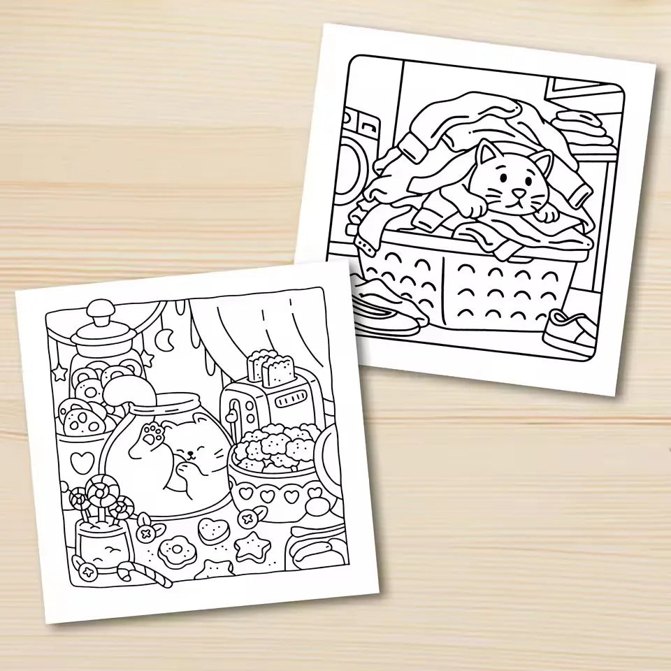 CAT LIFE Bold-easy Patterns Coloring Book Adults Cute Drawing Perfect