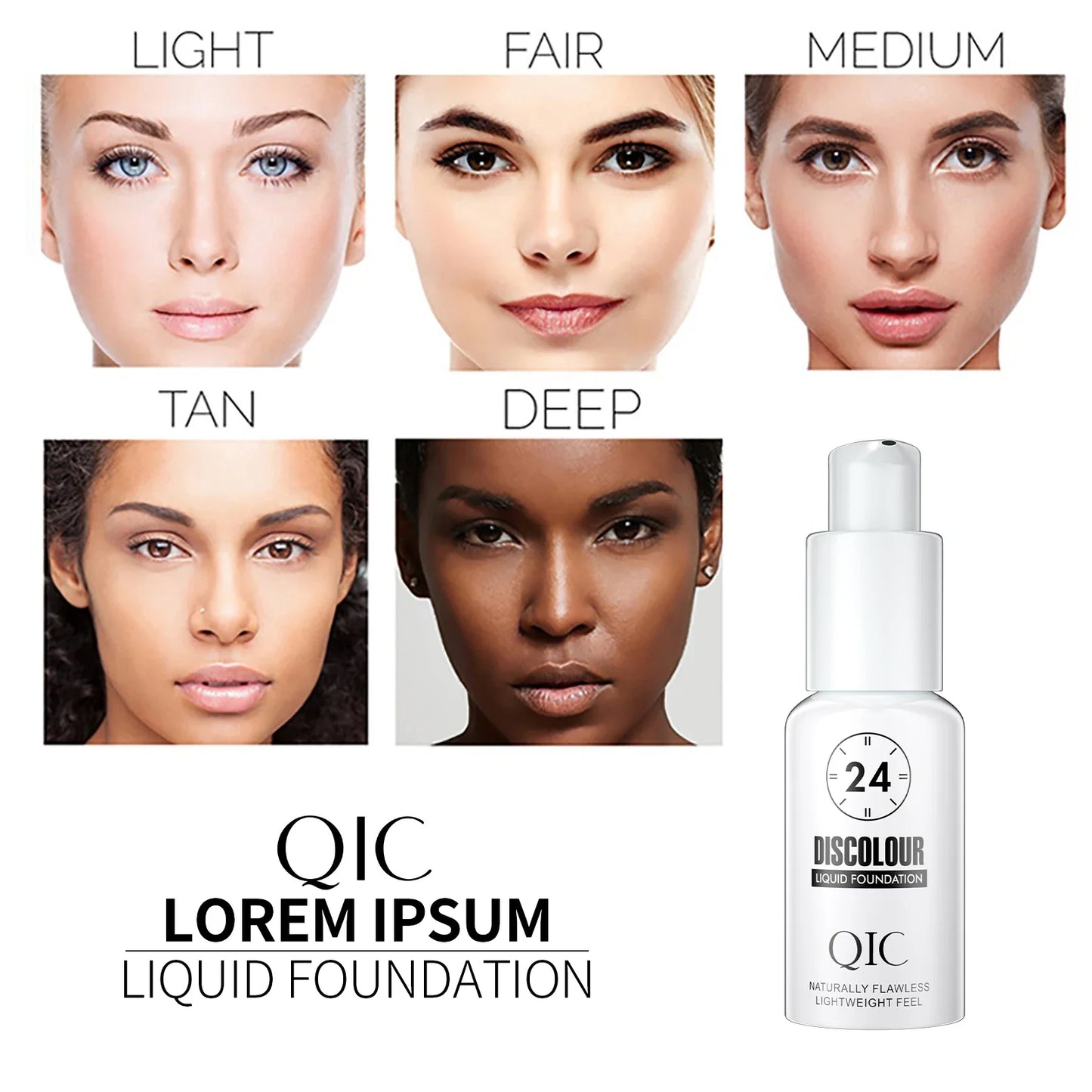 QIC 30ml Color-Changing Liquid Foundation – Full Cover Matte