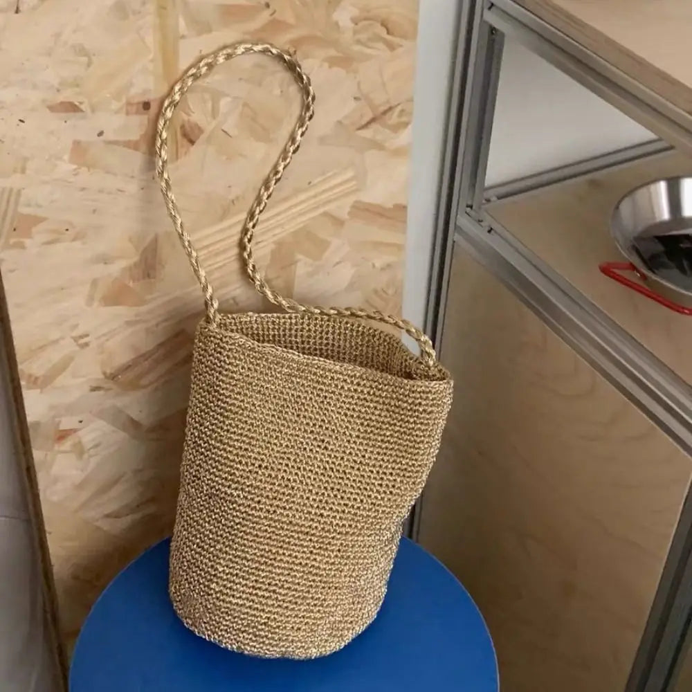 Korean Glitter Woven Bucket Bag – Crochet Tote & Beach Bag Woven Bucket Tote Peaceful Pleasures Health and Wellness