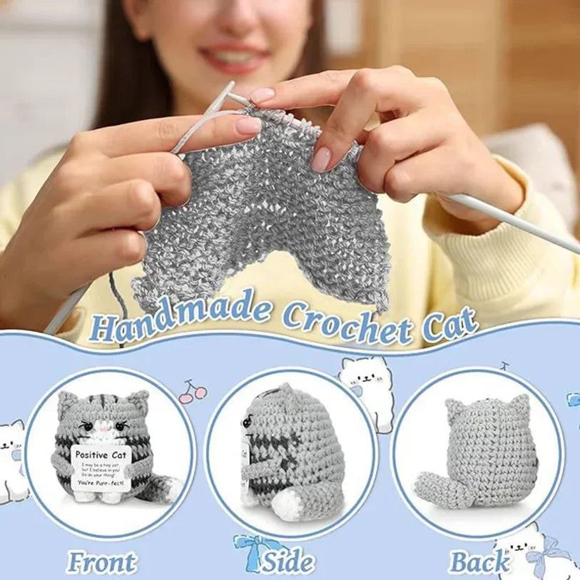 Handmade Crochet Cat Doll Ornament – Knitted Home Decor Gift