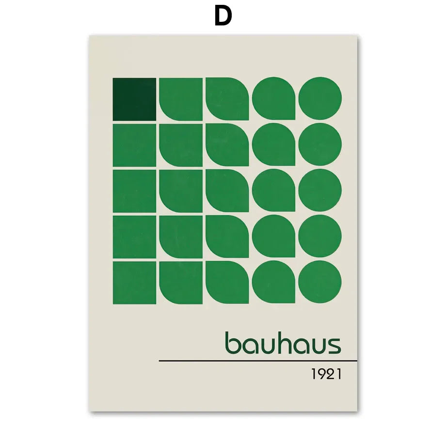 Scandinavian Bauhaus Abstract Green Canvas Wall Art Print