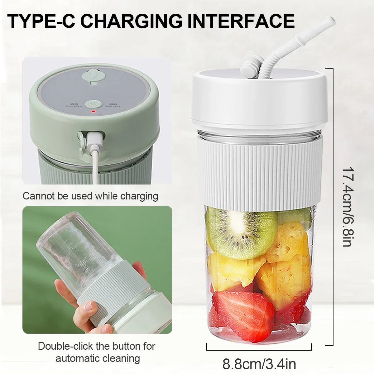Portable Blender for Shakes and Smoothies, Mixing Juicer Rechargeable Electric Blender Bottles for Home, Gym, Office Peaceful Pleasures Health and Wellness
