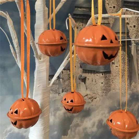 5-Pack Halloween Pumpkin Jingle Bells – 4cm Metal Hanging Decor Halloween Bell Ornaments Oasis Select