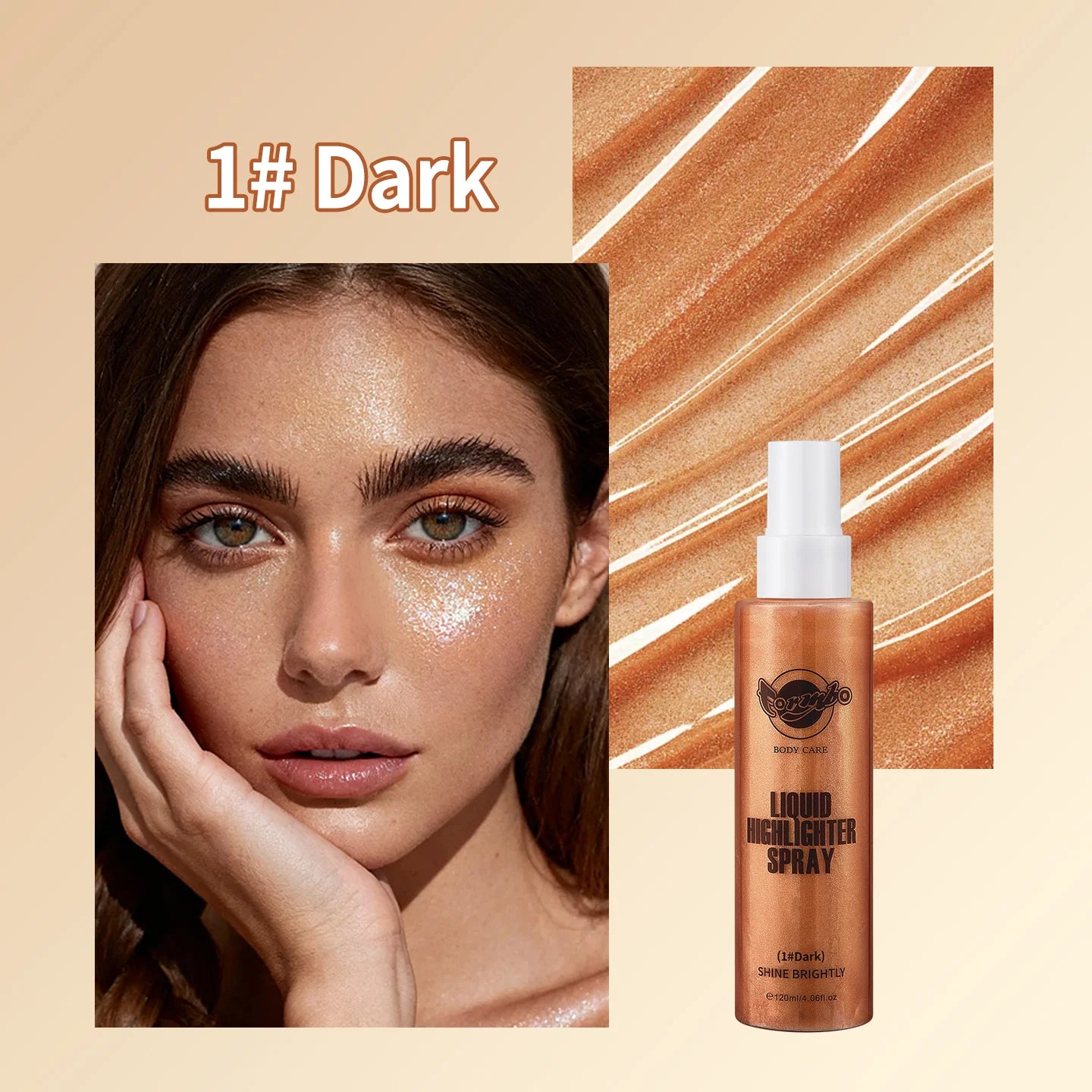 Liquid Highlighter Powder Spray for Body Shine Peaceful Pleasures Health and Wellness Dark