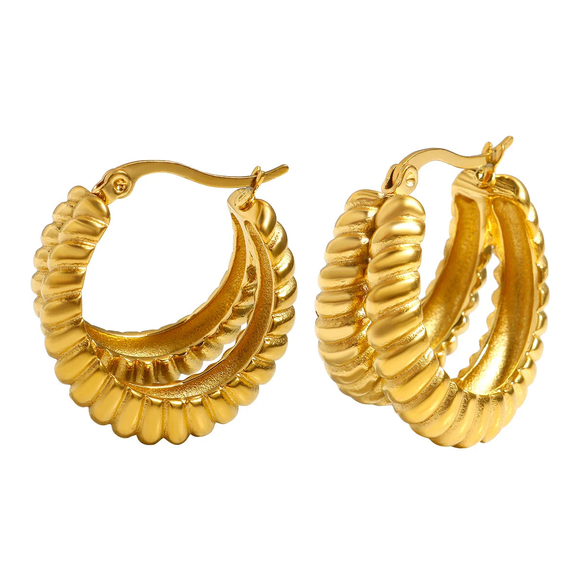 Women's Gold Hoop Earrings – 18K Stainless Steel, Waterproof