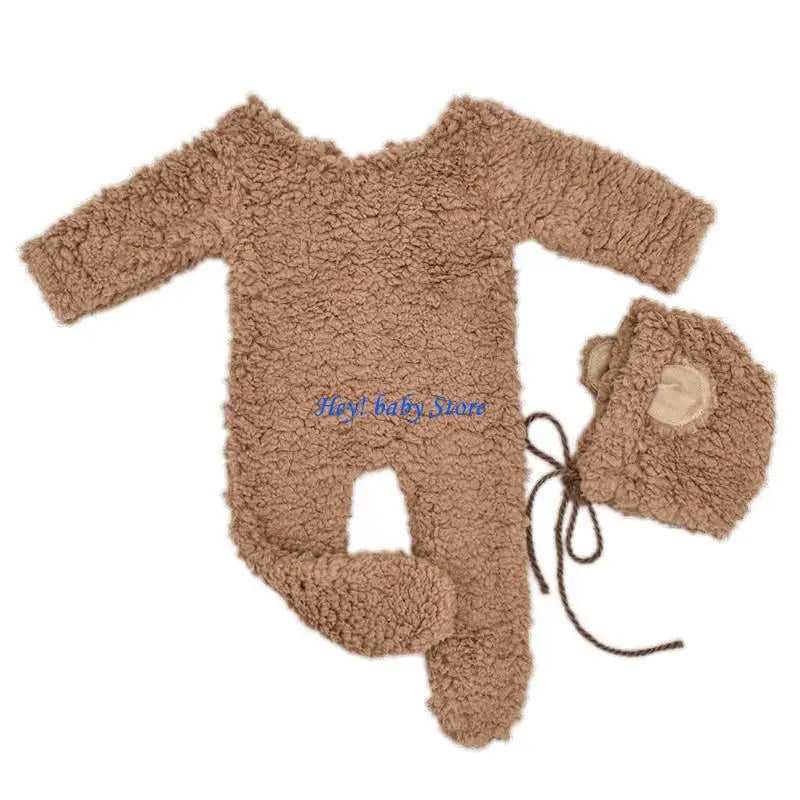 Baby Bear Photography Costume – Plush Romper & Bear Ear Hat