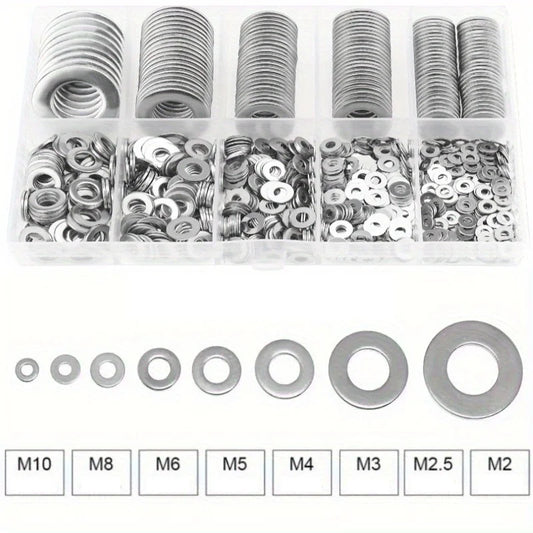 304 Stainless Steel Flat Washers Set 180/360pc – Multi-Size Peaceful Pleasures Health and Wellness