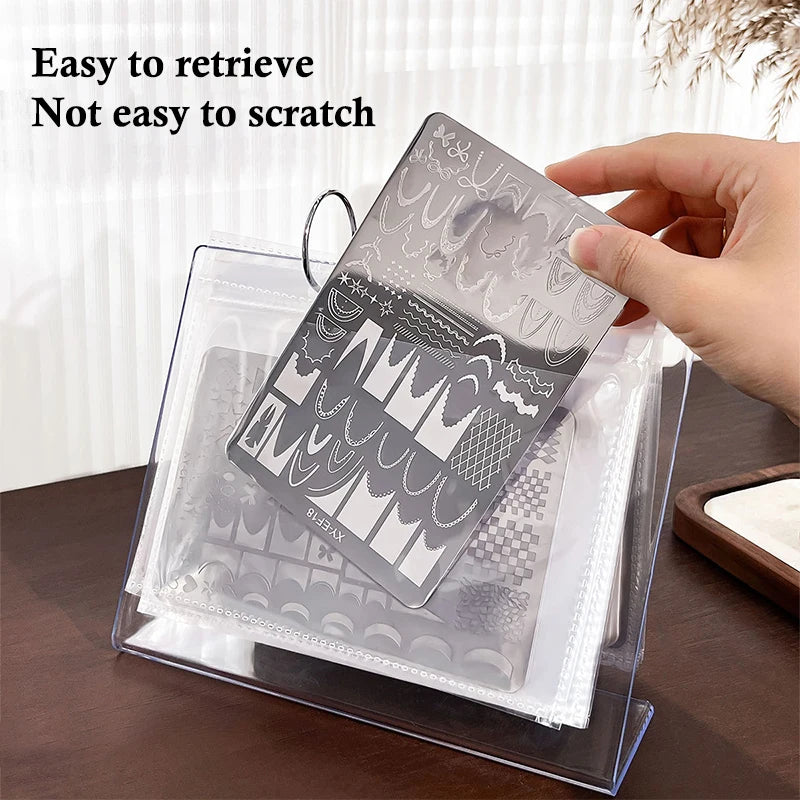 Nail Art Stamping Plate Holder Nail Art Printed Steel Plate Storage Book Sticker Card Storage Bag Display Rack Peaceful Pleasures Health and Wellness