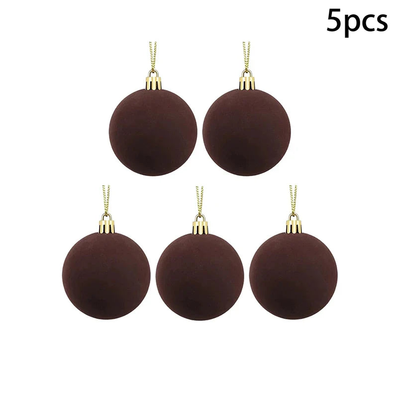 Velvet Christmas Ball Ornaments Red & White Xmas Tree Decor