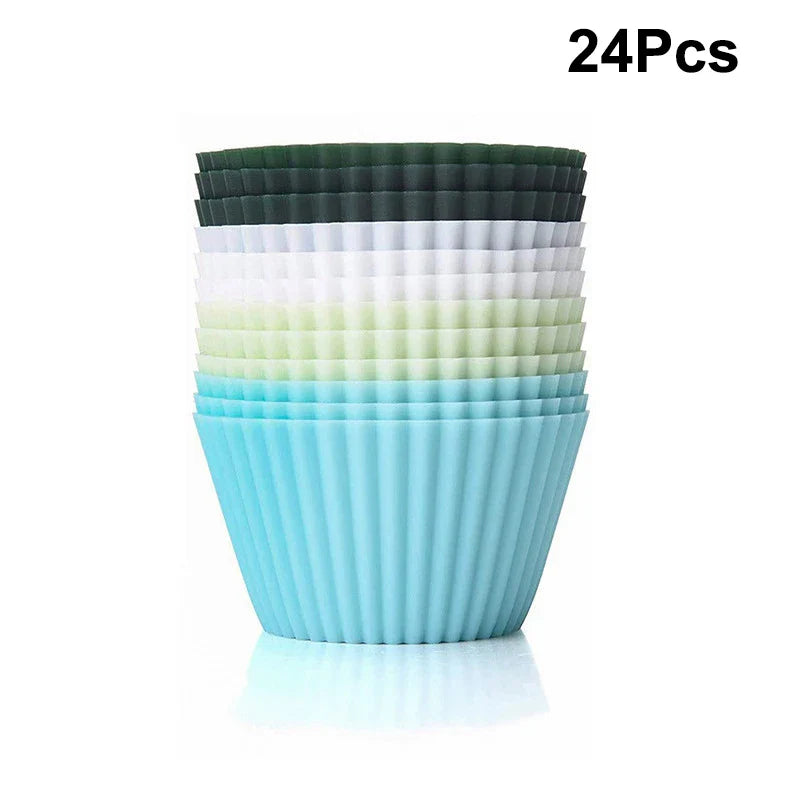 Silicone Cupcake Molds 12/24 Pack – BPA-Free Muffin Baking Cups
