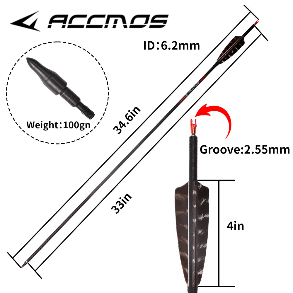6 ID6 3k Arrows Turkey Feather Spine 200 300 350 400 500 600 Bow